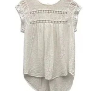 Ro & De White Cap Sleeve Hi Low Blouse XS